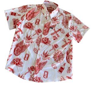 Dixxon Men's White Party Boy Shirt Short Sleeve Pocket Polyester/Spandex Rare XL